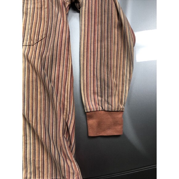 Cellinni Collezione Mens Cotton 1/4 Button Collar Long Sleeve Striped Shirt Y2K - Picture 2 of 6